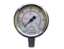 Topring 55.815 - 2 1/2 In. Stainless Steel Liquid Filled Pressure Gauge With Glycerin 0 to 60 PSI