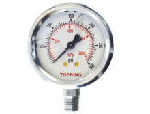 Topring 55.835 - 2-1/2 In. Stainless Steel Liquid Filled Pressure Gauge With Glycerin 0 to 300 PSI