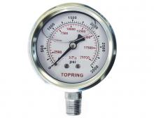 Topring 55.965 - 4 In. Stainless Steel Liquid Filled Pressure Gauge With Glycerin 0 to 3000 PSI