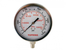 Topring 55.985 - 4 In. Stainless Steel Liquid Filled Pressure Gauge With Glycerin 0 to 15000 PSI