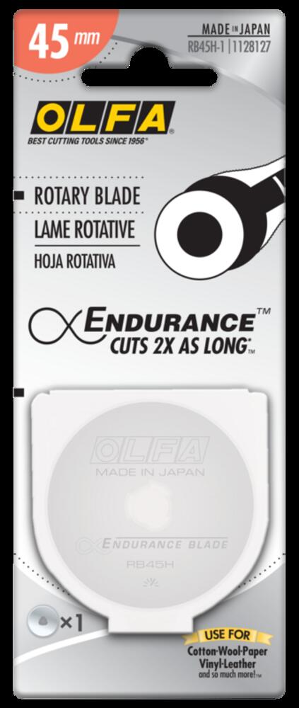 OLFA 45mm RB45H-1 Endurance Rotary Blade, 1pk<span class=' ItemWarning' style='display:block;'>Item is usually in stock, but we&#39;ll be in touch if there&#39;s a problem<br /></span>