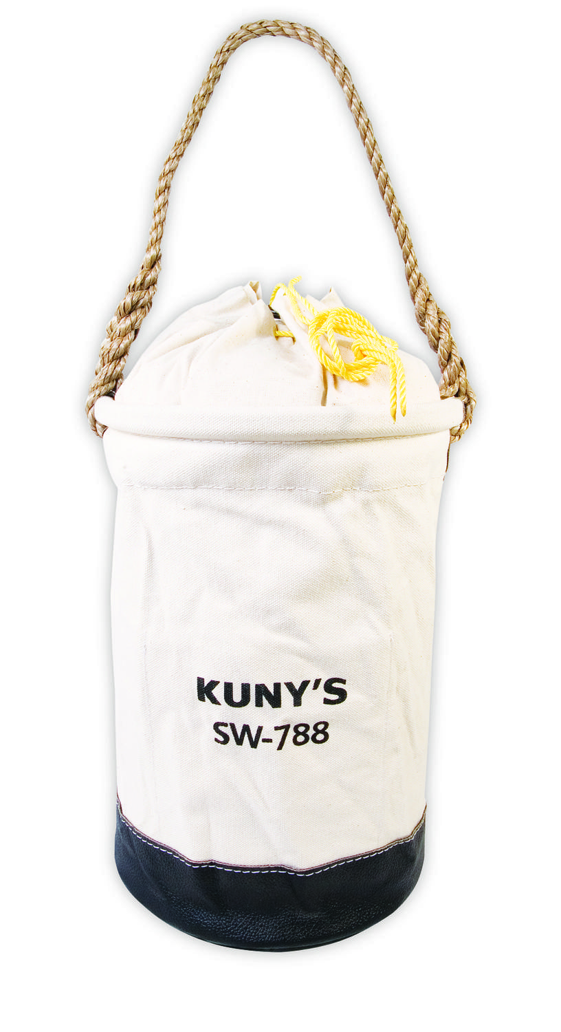 LEATHER BOTTOM CANVAS BUCKET WITH PARACHUTE TOP - 150LB LOAD RATING<span class=' ItemWarning' style='display:block;'>Item is usually in stock, but we&#39;ll be in touch if there&#39;s a problem<br /></span>