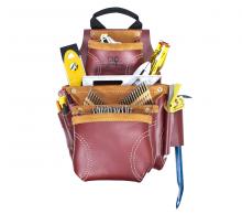 Kunys Leather 21687 - CONSTRUCTION WORKER'S HEAVY-DUTY LEATHER NAIL & TOOL BAG - 9 POCKETS