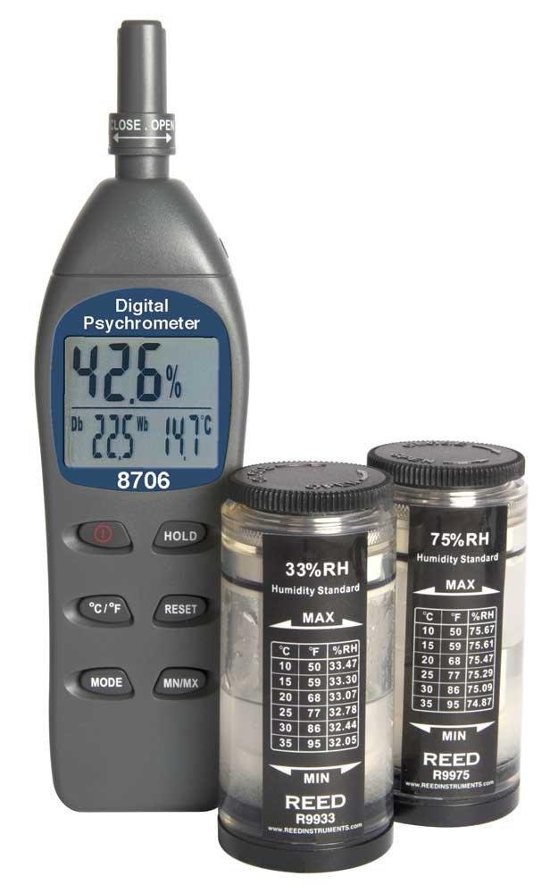 REED 8706-KIT Psychrometer with Humidity Calibration Standards<span class=' ItemWarning' style='display:block;'>Item is usually in stock, but we&#39;ll be in touch if there&#39;s a problem<br /></span>
