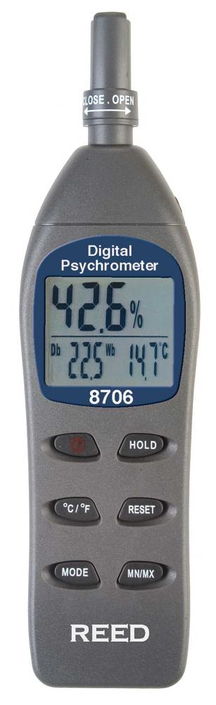 REED 8706 Psychrometer / Thermo-Hygrometer<span class=' ItemWarning' style='display:block;'>Item is usually in stock, but we&#39;ll be in touch if there&#39;s a problem<br /></span>