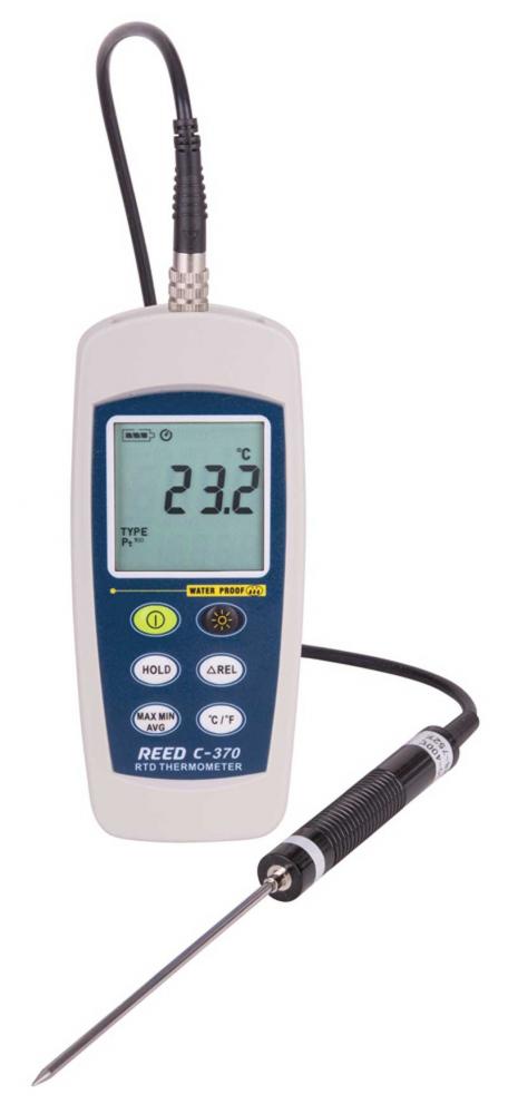 REED C-370 RTD Thermometer, -148 to 572F (-100 to 300C), Waterproof (IP67)<span class=' ItemWarning' style='display:block;'>Item is usually in stock, but we&#39;ll be in touch if there&#39;s a problem<br /></span>