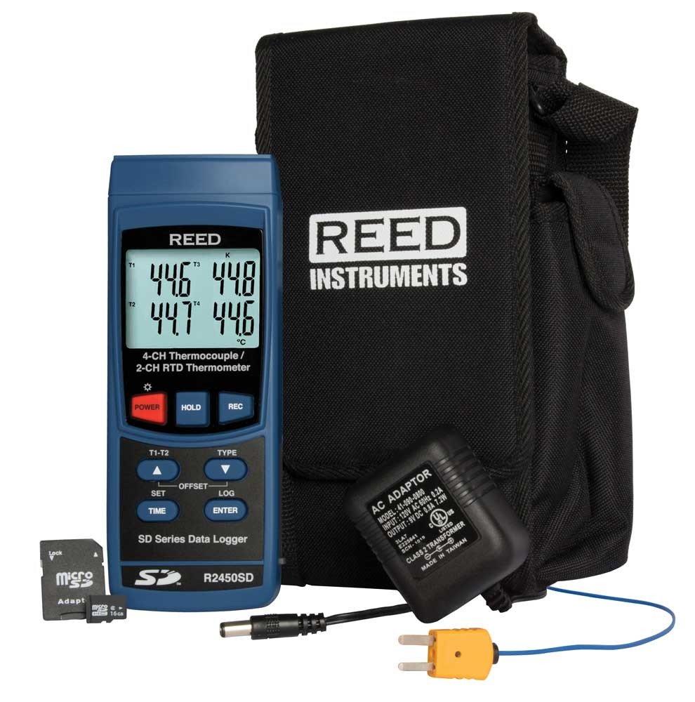 REED R2450SD-KIT Data Logging Thermometer with Power Adapter and SD Card<span class=' ItemWarning' style='display:block;'>Item is usually in stock, but we&#39;ll be in touch if there&#39;s a problem<br /></span>