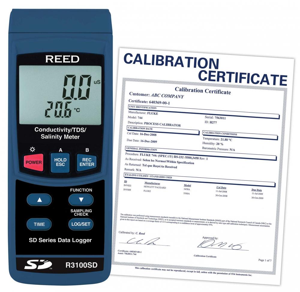 REED R3100SD-NIST  Data Logging Conductivity/TDS/Salinity Meter<span class=' ItemWarning' style='display:block;'>Item is usually in stock, but we&#39;ll be in touch if there&#39;s a problem<br /></span>