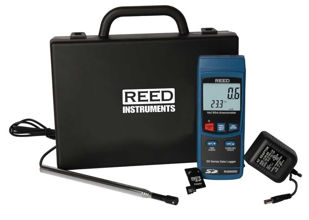 REED R4500SD-KIT Data Logging Hot Wire Thermo-Anemometer with Power Adapter and SD Card<span class=' ItemWarning' style='display:block;'>Item is usually in stock, but we&#39;ll be in touch if there&#39;s a problem<br /></span>