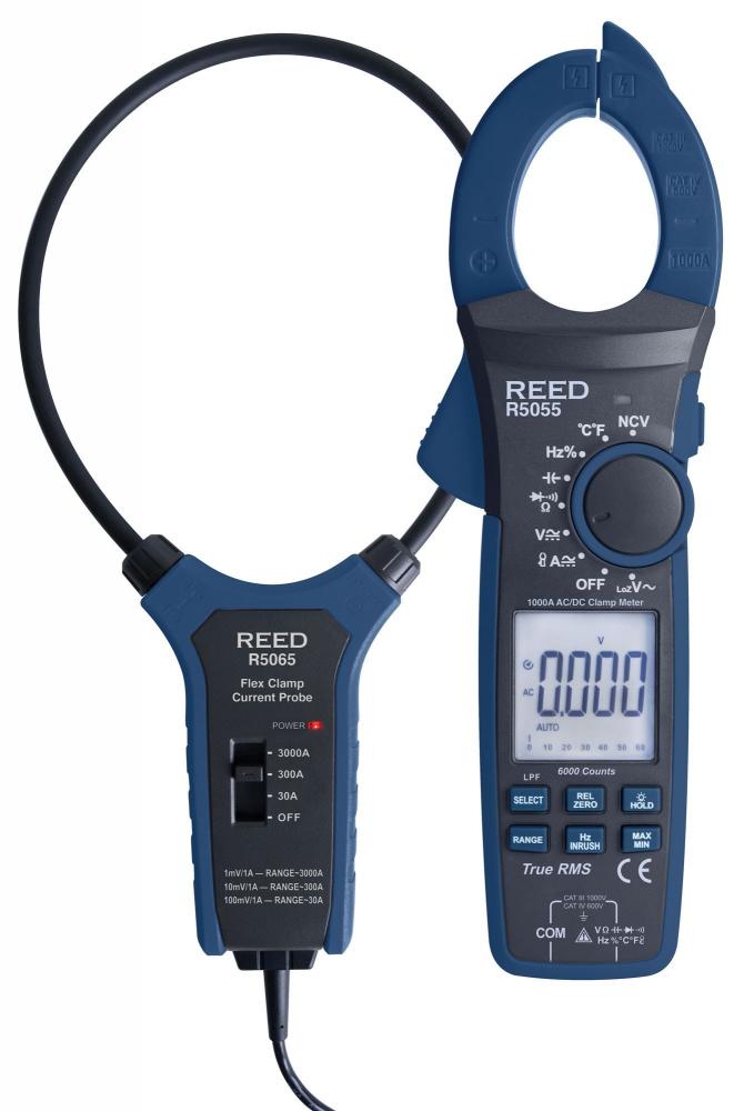 REED R5055-KIT True RMS AC/DC Clamp Meter with Flexible Current Probe Kit<span class=' ItemWarning' style='display:block;'>Item is usually in stock, but we&#39;ll be in touch if there&#39;s a problem<br /></span>