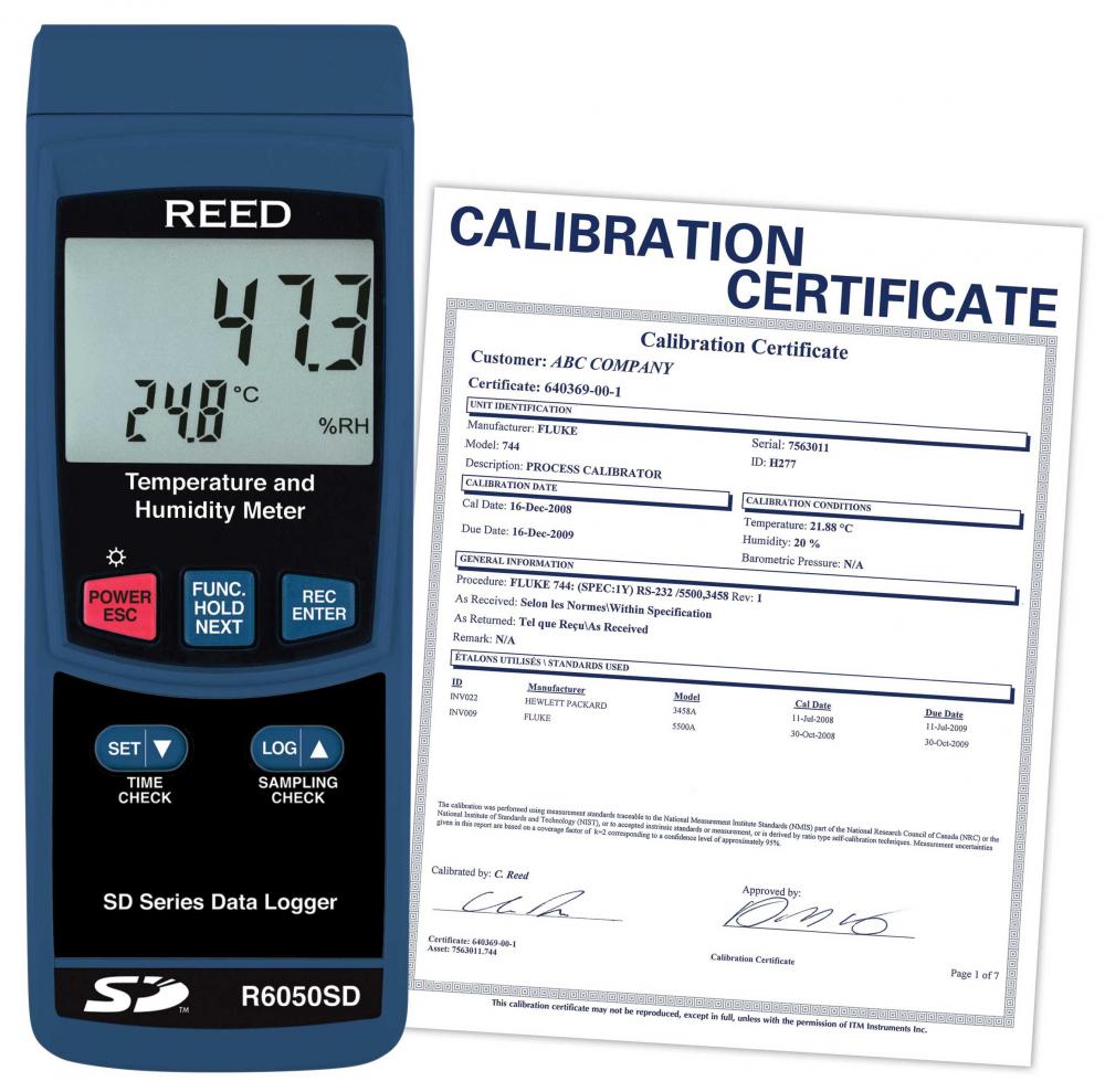 REED R6050SD-NIST  Data Logging Thermo-Hygrometer<span class=' ItemWarning' style='display:block;'>Item is usually in stock, but we&#39;ll be in touch if there&#39;s a problem<br /></span>