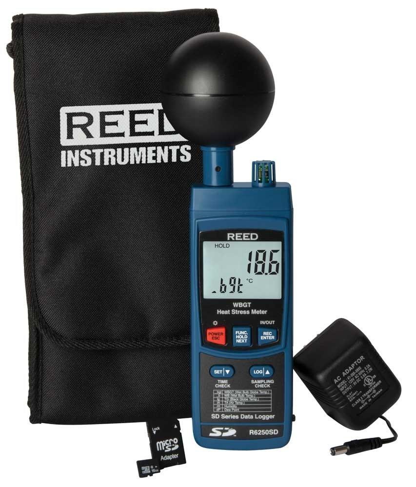 REED R6250SD-KIT Data Logging Heat Stress Meter with Power Adapter and SD Card<span class=' ItemWarning' style='display:block;'>Item is usually in stock, but we&#39;ll be in touch if there&#39;s a problem<br /></span>