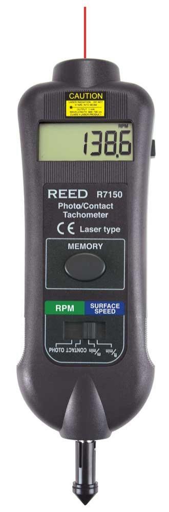 REED R7150 Professional Combination Contact / Laser Photo Tachometer<span class=' ItemWarning' style='display:block;'>Item is usually in stock, but we&#39;ll be in touch if there&#39;s a problem<br /></span>