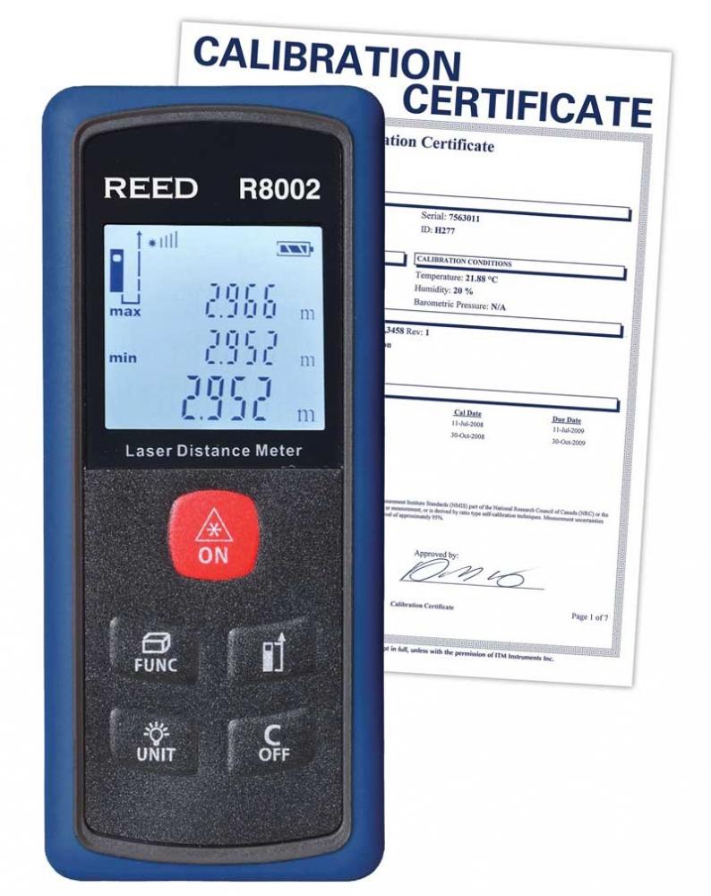 REED R8002-NIST Laser Distance Meter<span class=' ItemWarning' style='display:block;'>Item is usually in stock, but we&#39;ll be in touch if there&#39;s a problem<br /></span>