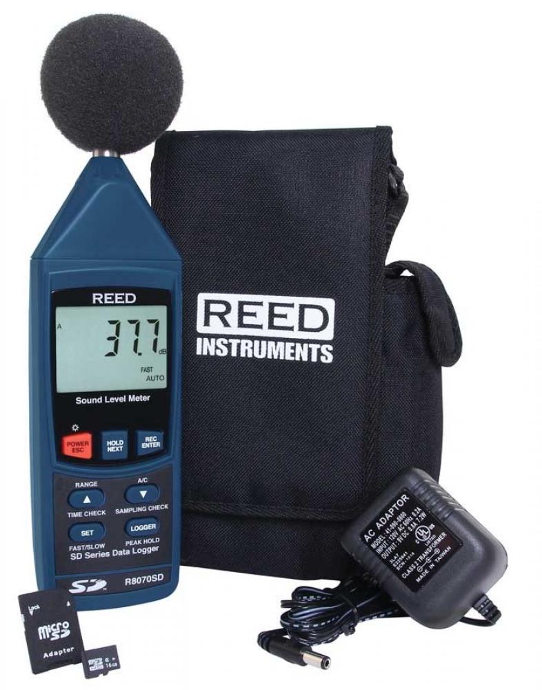 REED R8070SD-KIT Data Logging Sound Meter with Adapter and SD Card Kit<span class=' ItemWarning' style='display:block;'>Item is usually in stock, but we&#39;ll be in touch if there&#39;s a problem<br /></span>