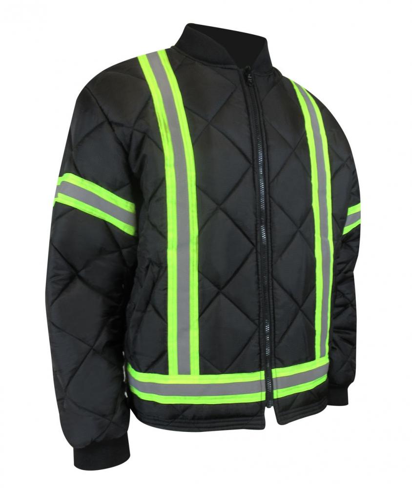 REVERSIBLE QUILTED FLEECE LINED JACKET WITH REFLECTIVE STRIPES<span class=' ItemWarning' style='display:block;'>Item is usually in stock, but we&#39;ll be in touch if there&#39;s a problem<br /></span>