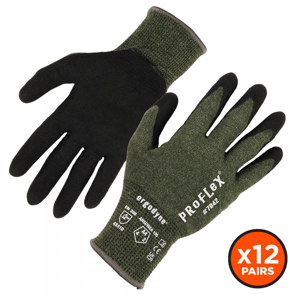 7042 12-pair S Green ANSI A4 Nitrile Coated CR Gloves<span class=' ItemWarning' style='display:block;'>Item is usually in stock, but we&#39;ll be in touch if there&#39;s a problem<br /></span>