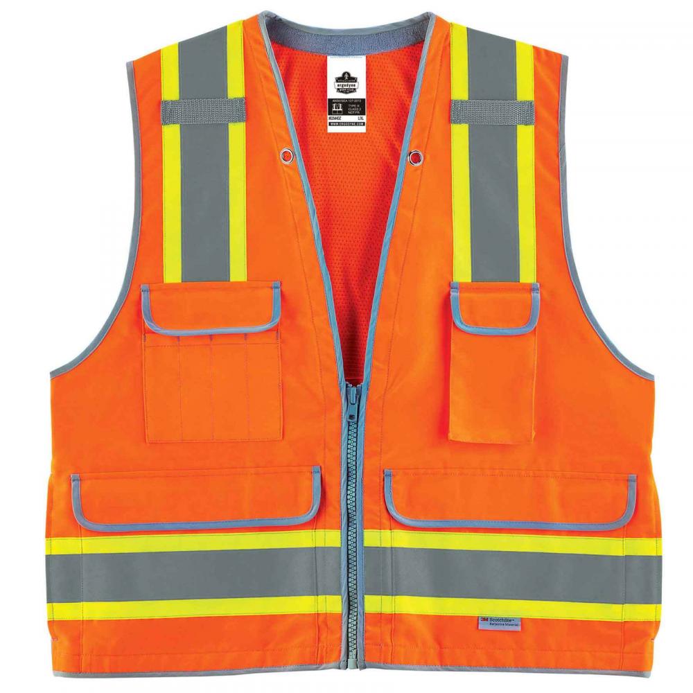 8254HDZ S/M Orange Two-Tone Zipper Heavy-Duty Surveyors Vest<span class=' ItemWarning' style='display:block;'>Item is usually in stock, but we&#39;ll be in touch if there&#39;s a problem<br /></span>