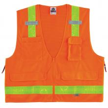 Ergodyne 21437 - 8250ZHG 2XL/3XL Orange Class 2 Surveyors Vest Combined Performance Tape