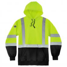Ergodyne 21885 - 8373 XL Lime Class 3 Hooded Sweatshirt Black Bottom