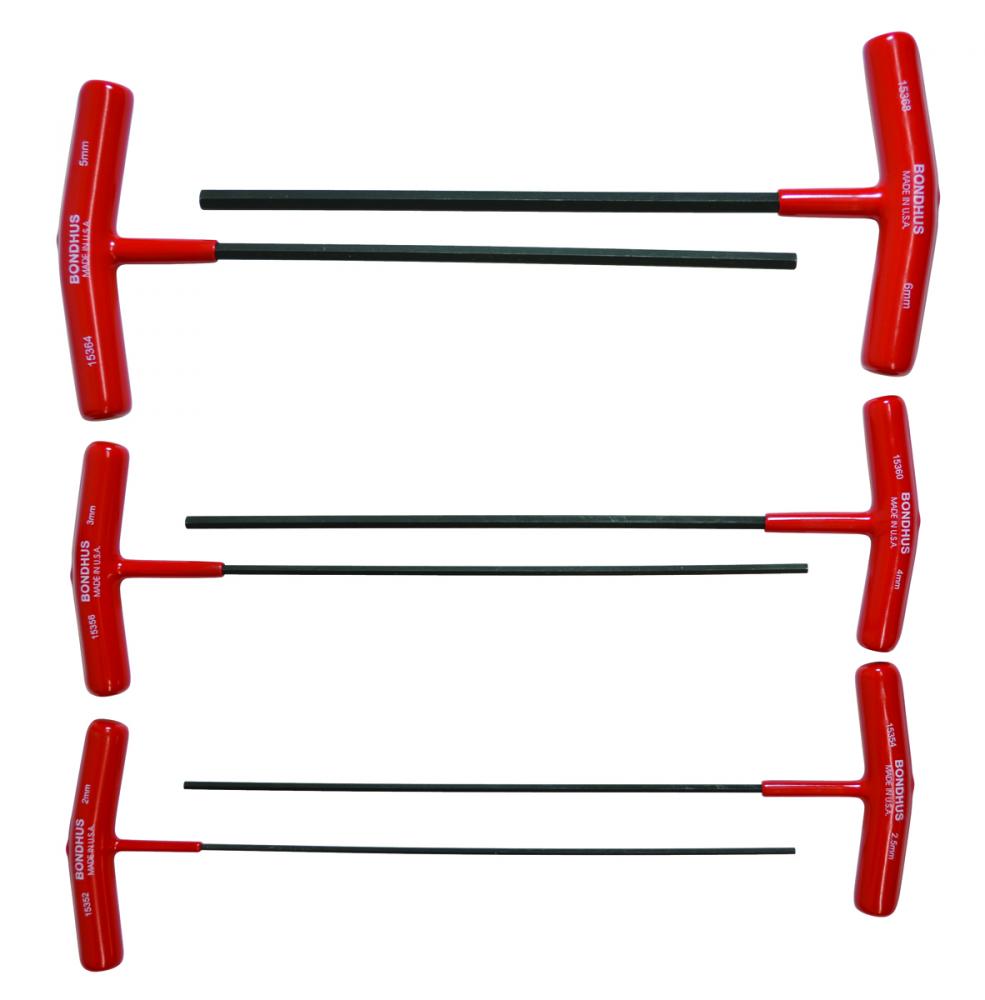 BONDHUS 6PC (2 - 6M) 9&#34; HEX T-HANDLE SET<span class=' ItemWarning' style='display:block;'>Item is usually in stock, but we&#39;ll be in touch if there&#39;s a problem<br /></span>