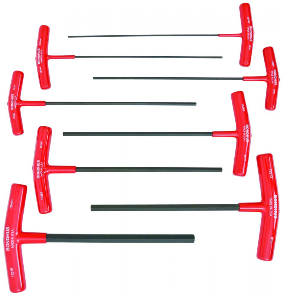 BONDHUS 8PC (2 - 10M) 9&#34; HEX T-HANDLE SET<span class=' ItemWarning' style='display:block;'>Item is usually in stock, but we&#39;ll be in touch if there&#39;s a problem<br /></span>