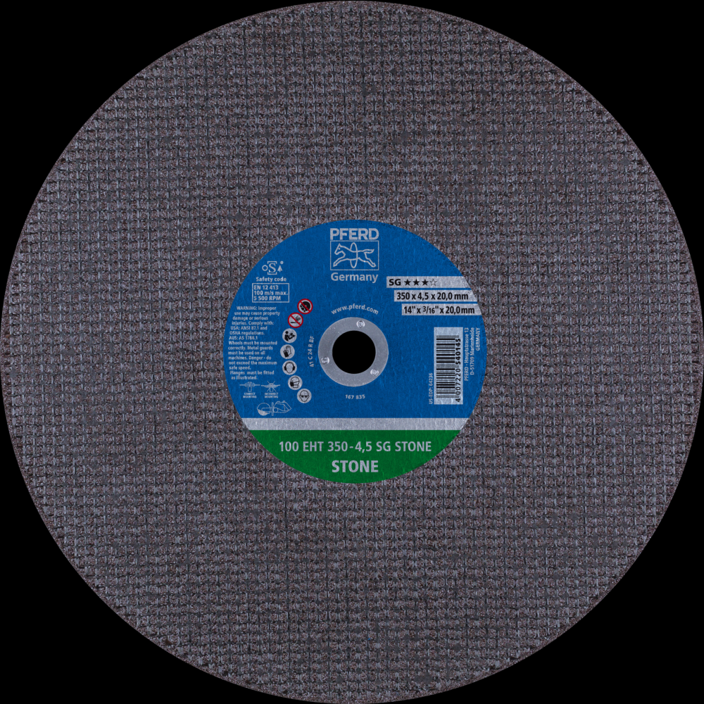PFERD Portable Cut-Off Wheel, 14&#34; x 1/8 x 20mm, SG STONE, T1, Silicon carbide<span class=' ItemWarning' style='display:block;'>Item is usually in stock, but we&#39;ll be in touch if there&#39;s a problem<br /></span>