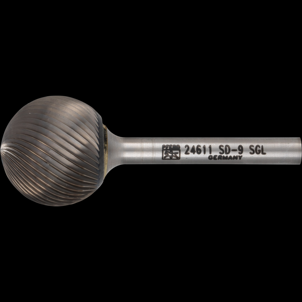 PFERD Carbide Bur SD-9 Ball Shape Single Cut 1&#34; x 15/16&#34; x 1/4&#34; Shank<span class=' ItemWarning' style='display:block;'>Item is usually in stock, but we&#39;ll be in touch if there&#39;s a problem<br /></span>