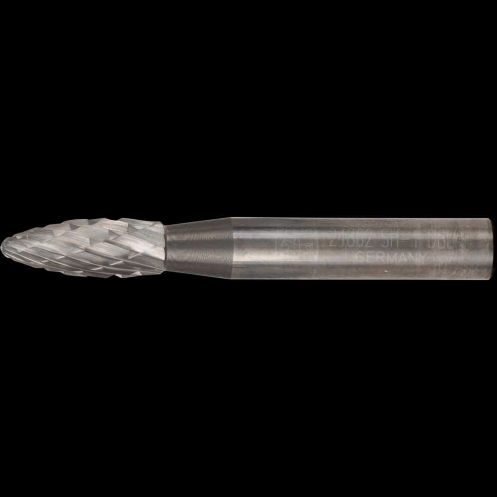 PFERD Carbide Bur SH-1 Flame Shape Double Cut 1/4&#34; x 5/8&#34; x 1/4&#34; Shank<span class=' ItemWarning' style='display:block;'>Item is usually in stock, but we&#39;ll be in touch if there&#39;s a problem<br /></span>