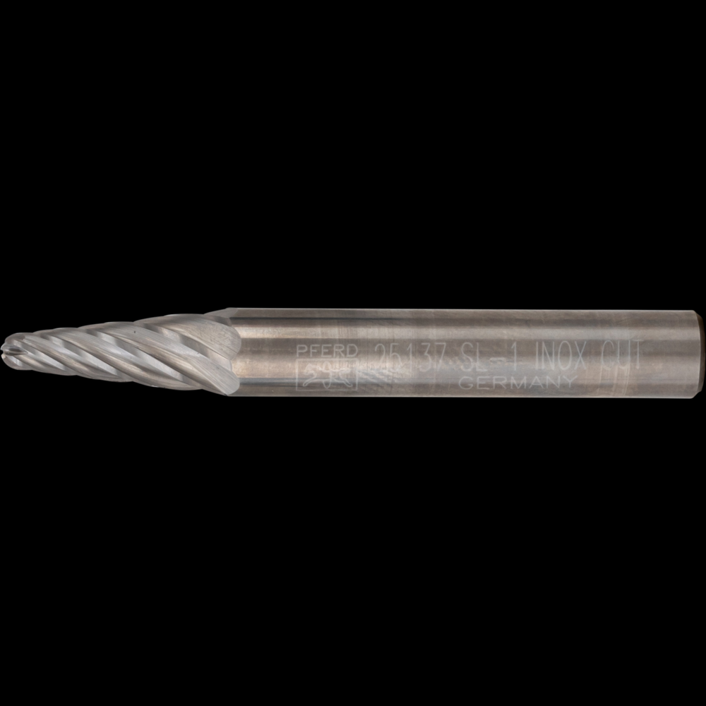 PFERD Carbide Bur SL-1 14° Taper INOX Cut 1/4&#34; x 5/8&#34; x 1/4&#34; Shank<span class=' ItemWarning' style='display:block;'>Item is usually in stock, but we&#39;ll be in touch if there&#39;s a problem<br /></span>