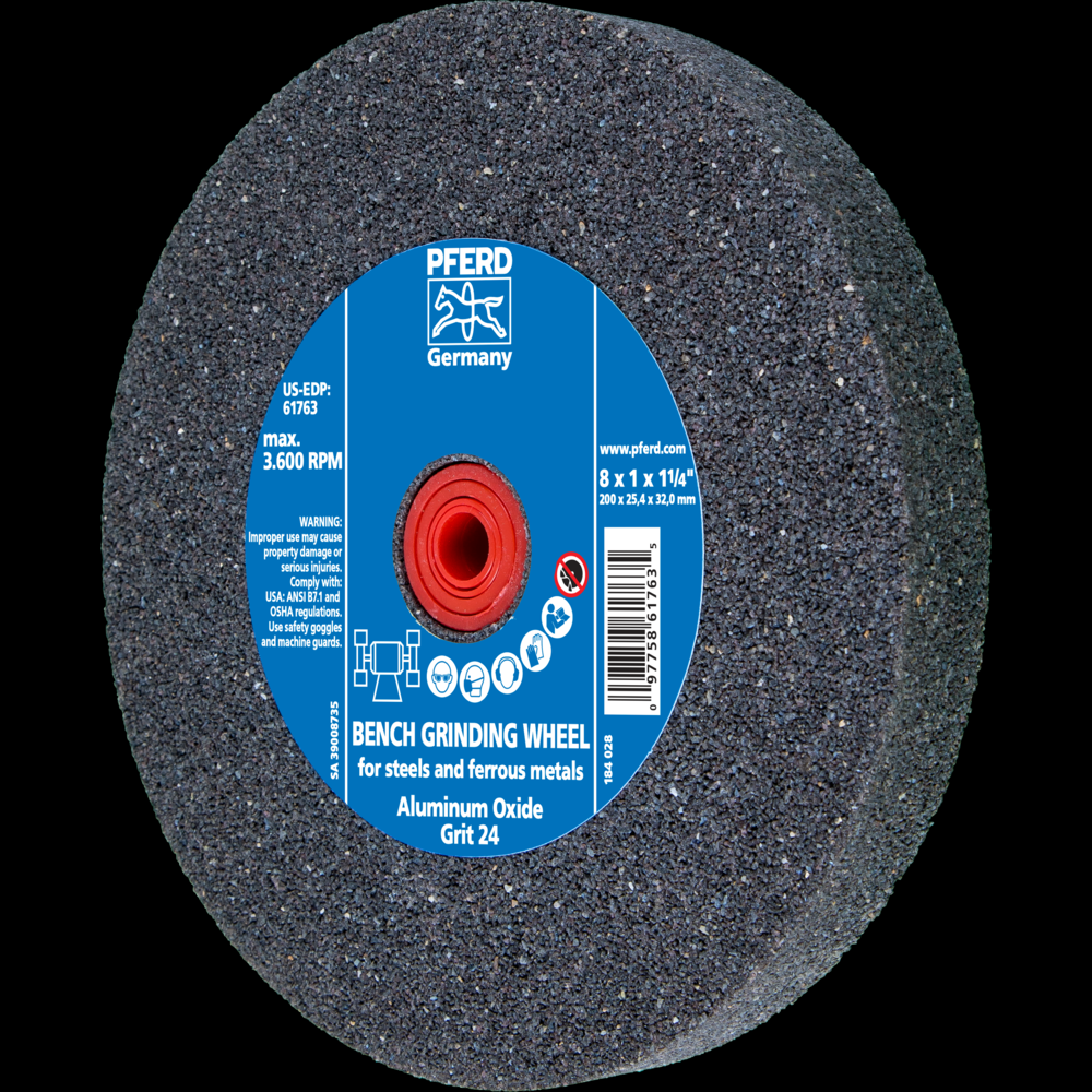 PFERD Vitrified Bench Wheel, UNIVERSAL, 8&#34; x 1 x 1-1/4, 24 Grit, Aluminum Oxide<span class=' ItemWarning' style='display:block;'>Item is usually in stock, but we&#39;ll be in touch if there&#39;s a problem<br /></span>