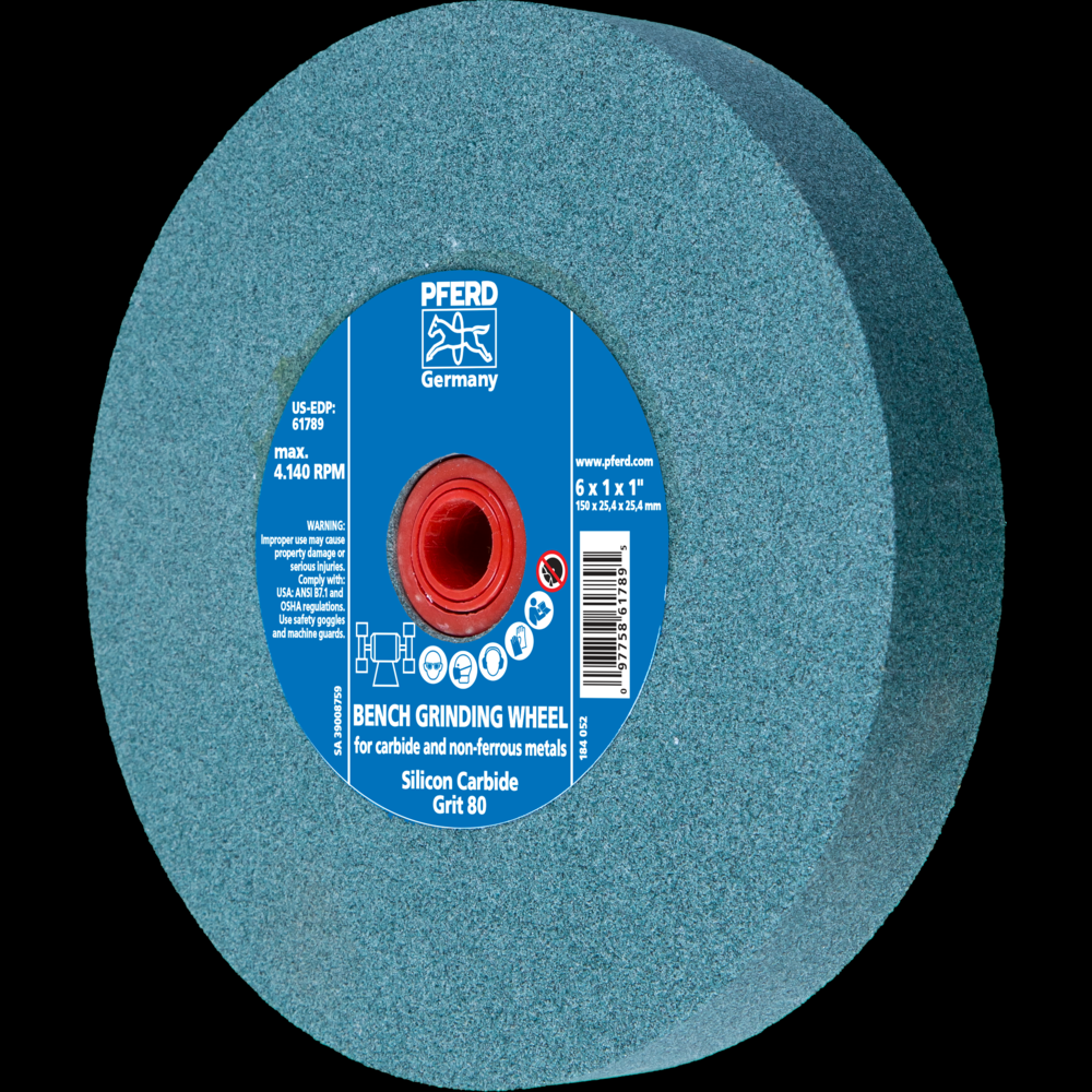 PFERD Vitrified Bench Wheel, CARBIDE, 6&#34; x 1 x 1, 80 Grit, Silicon Carbide<span class=' ItemWarning' style='display:block;'>Item is usually in stock, but we&#39;ll be in touch if there&#39;s a problem<br /></span>