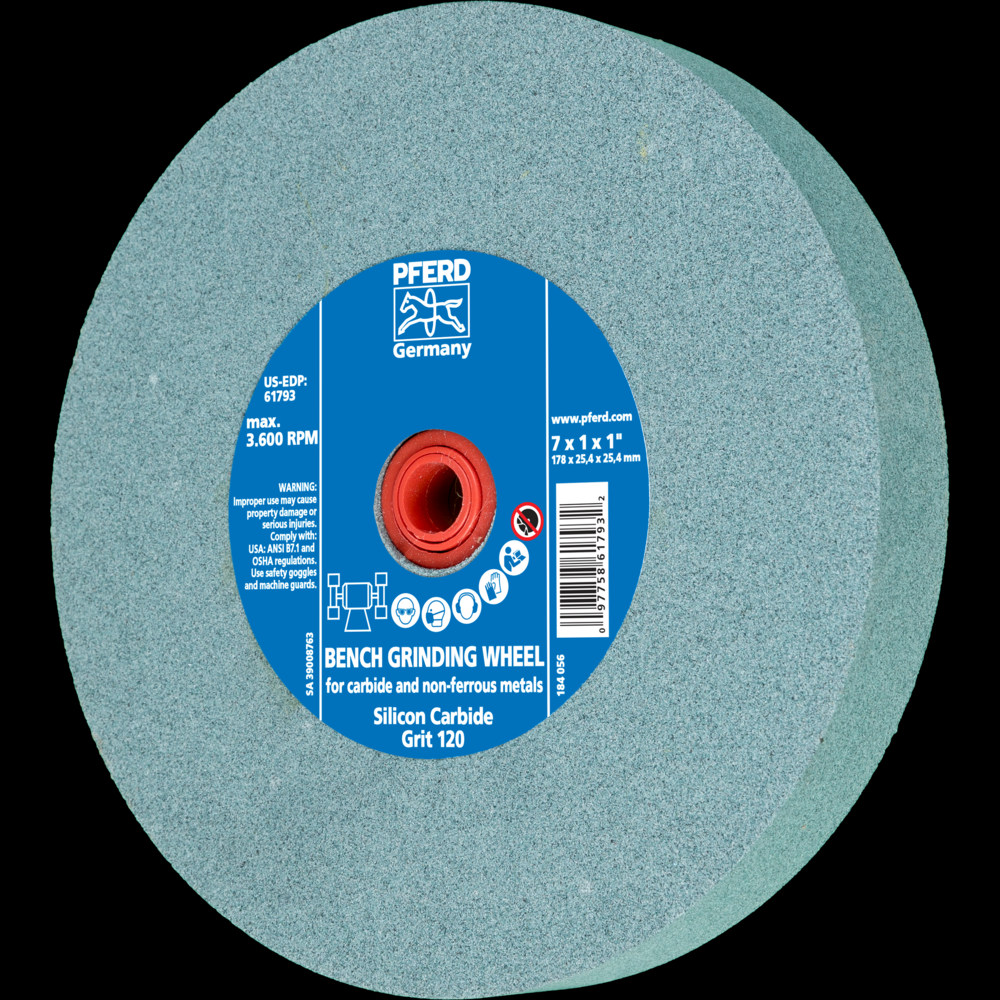PFERD Vitrified Bench Wheel, CARBIDE, 7&#34; x 1 x 1, 120 Grit, Silicon Carbide<span class=' ItemWarning' style='display:block;'>Item is usually in stock, but we&#39;ll be in touch if there&#39;s a problem<br /></span>