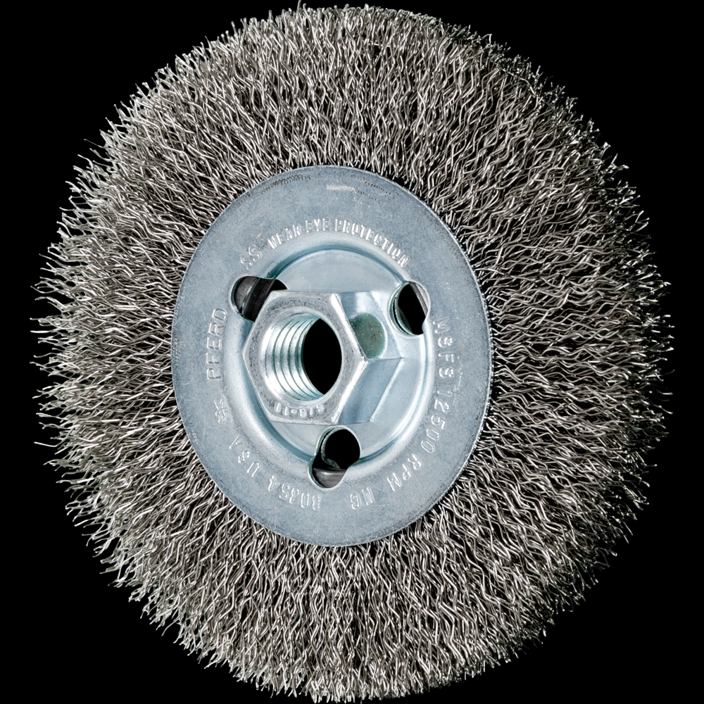 PFERD Crimped Wire Wheel Brush 4&#34; Dia Narrow Face .014 Stainless Steel 5/8-11&#34; Arbor<span class=' ItemWarning' style='display:block;'>Item is usually in stock, but we&#39;ll be in touch if there&#39;s a problem<br /></span>