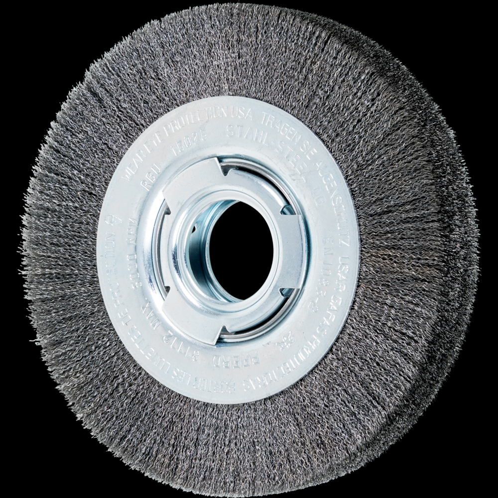 PFERD Crimped Wire Wheel Brush 6&#34; Dia Medium Face .006 Carbon Steel 2&#34; Arbor<span class=' ItemWarning' style='display:block;'>Item is usually in stock, but we&#39;ll be in touch if there&#39;s a problem<br /></span>