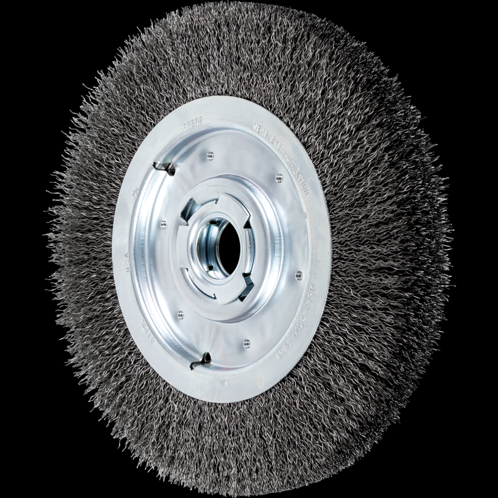 PFERD Crimped Wire Wheel Brush 10&#34; Dia Medium Face .020 Carbon Steel 2&#34; Keyed Arbor<span class=' ItemWarning' style='display:block;'>Item is usually in stock, but we&#39;ll be in touch if there&#39;s a problem<br /></span>