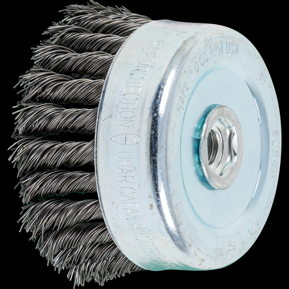 PFERD Knot Wire Cup Brush 4&#34; Dia. .023 Carbon Steel 5/8-11&#34; Thread (int.)<span class=' ItemWarning' style='display:block;'>Item is usually in stock, but we&#39;ll be in touch if there&#39;s a problem<br /></span>