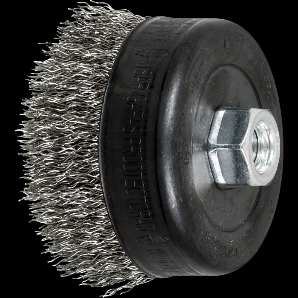 PFERD Crimped Wire Cup Brush 4&#34; Dia. .020 Stainless Steel 5/8-11&#34; Thread<span class=' ItemWarning' style='display:block;'>Item is usually in stock, but we&#39;ll be in touch if there&#39;s a problem<br /></span>