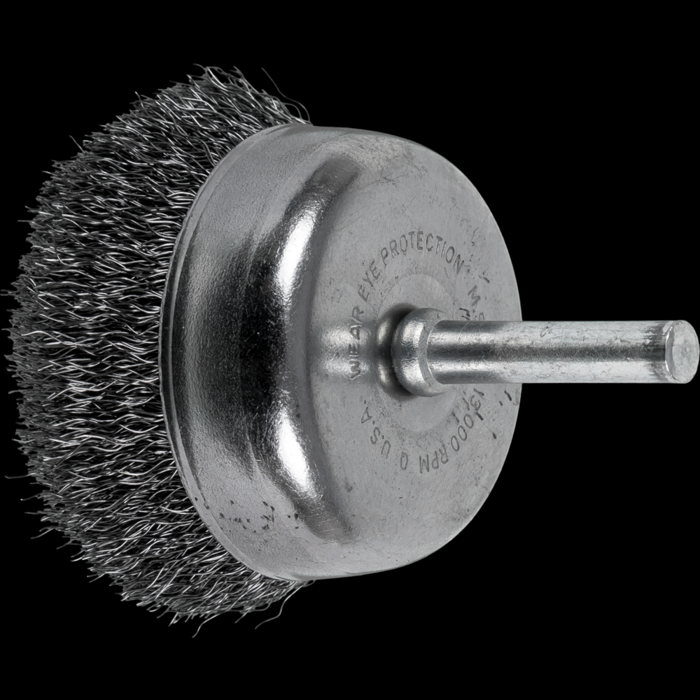 PFERD Crimped Mounted Cup Brush 2&#34; Dia. .008 Carbon Steel 1/4&#34; Shank<span class=' ItemWarning' style='display:block;'>Item is usually in stock, but we&#39;ll be in touch if there&#39;s a problem<br /></span>