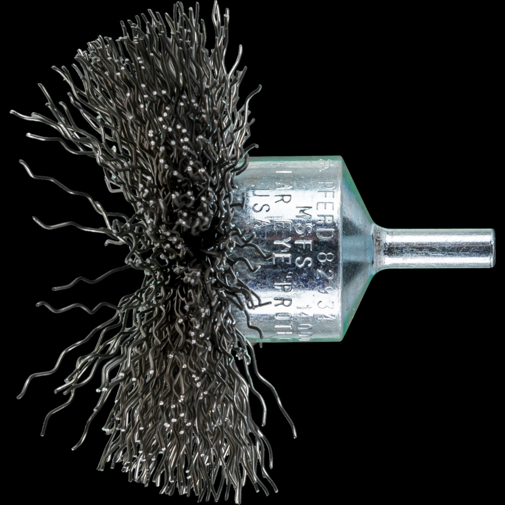 PFERD Circular Mounted End Brush 3&#34; Dia. .020 Carbon Steel 1/4&#34; Shank<span class=' ItemWarning' style='display:block;'>Item is usually in stock, but we&#39;ll be in touch if there&#39;s a problem<br /></span>