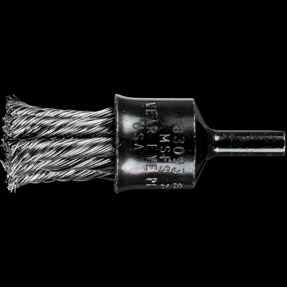 PFERD Knot Wire End Brush 3/4&#34; Dia. Flared Cup .020 Stainless Steel 1/4&#34; Shank<span class=' ItemWarning' style='display:block;'>Item is usually in stock, but we&#39;ll be in touch if there&#39;s a problem<br /></span>