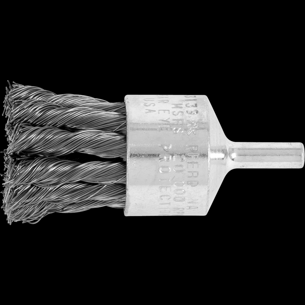 PFERD Knot Wire End Brush 1&#34; Dia. Straight Cup .014 Carbon Steel 1/4&#34; Shank<span class=' ItemWarning' style='display:block;'>Item is usually in stock, but we&#39;ll be in touch if there&#39;s a problem<br /></span>