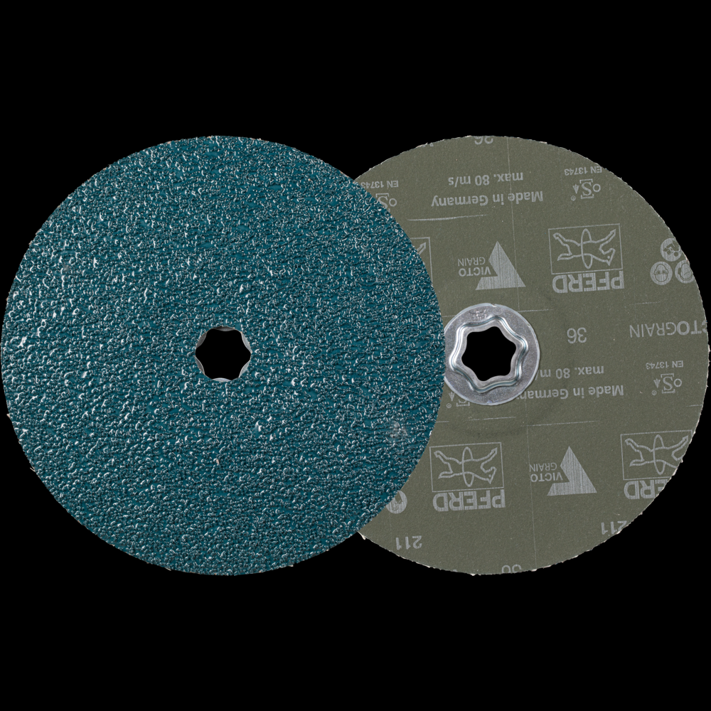PFERD COMBICLICK® Fiber Disc, 7&#34; x 7/8, 36 grit, VICTOGRAIN®<span class=' ItemWarning' style='display:block;'>Item is usually in stock, but we&#39;ll be in touch if there&#39;s a problem<br /></span>