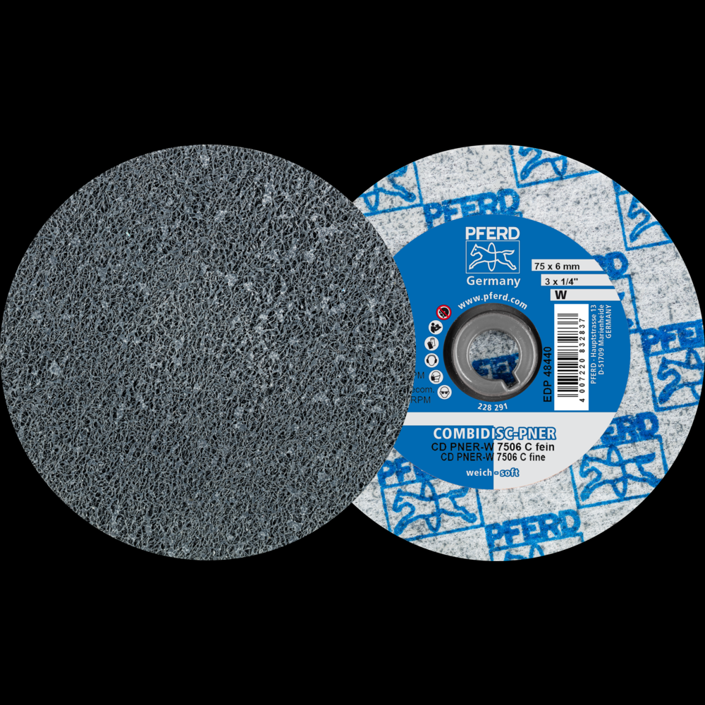 PFERD COMBIDISC® Unitized Disc, 3&#34; Dia, Type CD, Fine, Soft, 2SF, Silicon carbide<span class=' ItemWarning' style='display:block;'>Item is usually in stock, but we&#39;ll be in touch if there&#39;s a problem<br /></span>