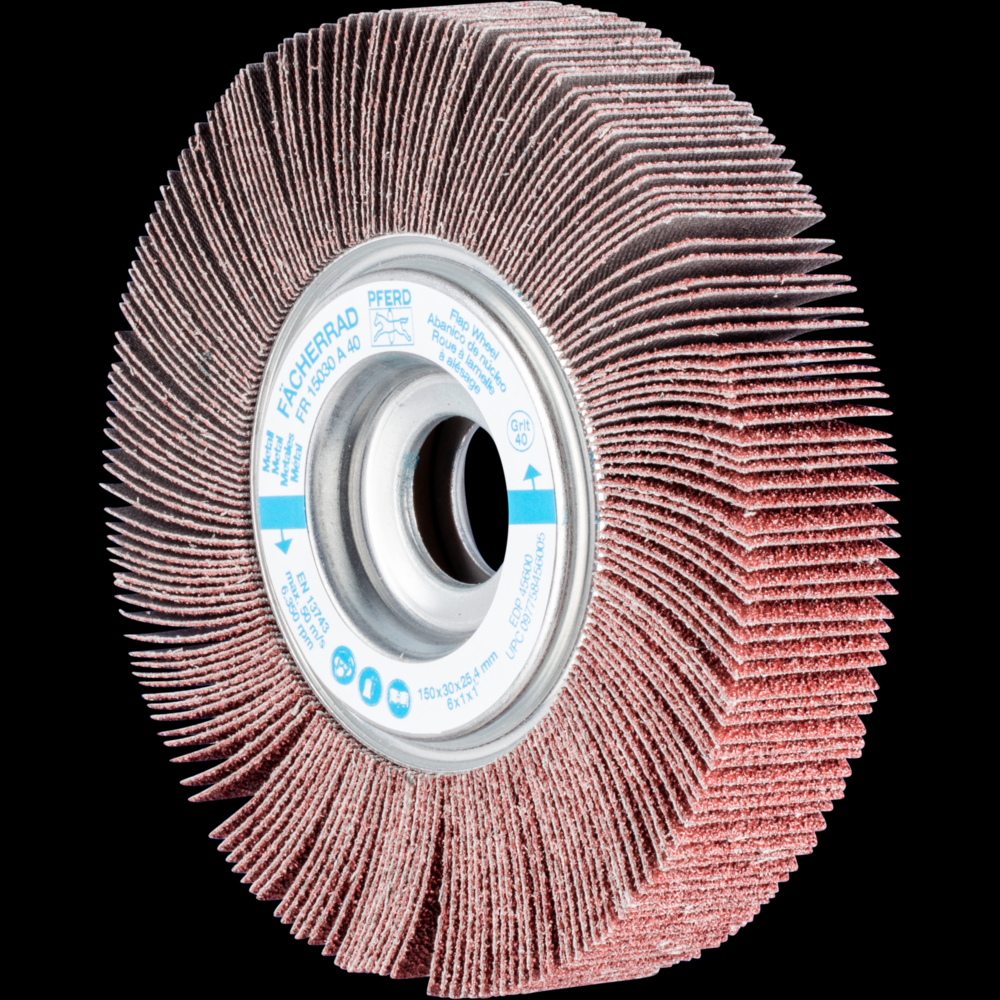 PFERD Unmounted Flap Wheel, 6&#34; x 1-1/2, 1&#34; Arbor, 40 Grit, Aluminum oxide<span class=' ItemWarning' style='display:block;'>Item is usually in stock, but we&#39;ll be in touch if there&#39;s a problem<br /></span>