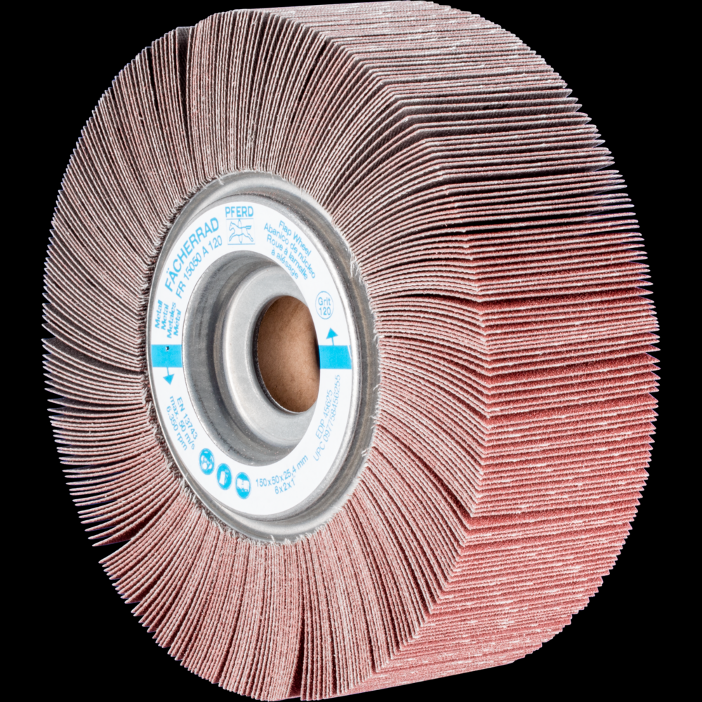 PFERD Unmounted Flap Wheel, 6&#34; x 2, 1&#34; Arbor, 120 Grit, Aluminum oxide<span class=' ItemWarning' style='display:block;'>Item is usually in stock, but we&#39;ll be in touch if there&#39;s a problem<br /></span>