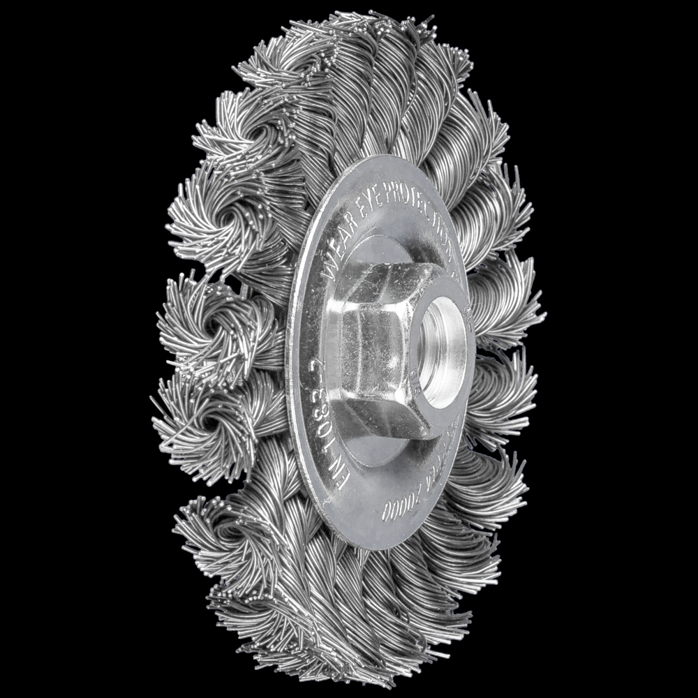 PFERD Standard Twist Knot Wire Wheel Brush PSF 4&#34; Dia. .020 CS5/8-11&#34; Thread<span class=' ItemWarning' style='display:block;'>Item is usually in stock, but we&#39;ll be in touch if there&#39;s a problem<br /></span>