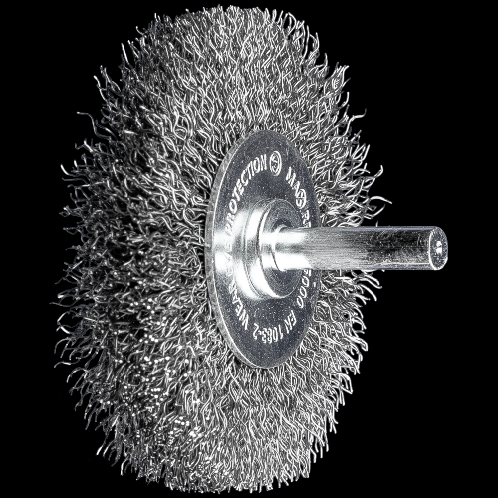 PFERD Mounted Crimped Wire Wheel Brush PSF 3&#34; Dia. .012 Carbon Steel 1/4&#34; Shank<span class=' ItemWarning' style='display:block;'>Item is usually in stock, but we&#39;ll be in touch if there&#39;s a problem<br /></span>