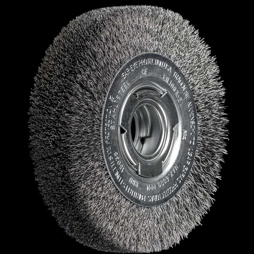 PFERD Crimped Wire Wheel Brush 6&#34; Dia Wide Face .012 Carbon Steel 2&#34; Arbor<span class=' ItemWarning' style='display:block;'>Item is usually in stock, but we&#39;ll be in touch if there&#39;s a problem<br /></span>