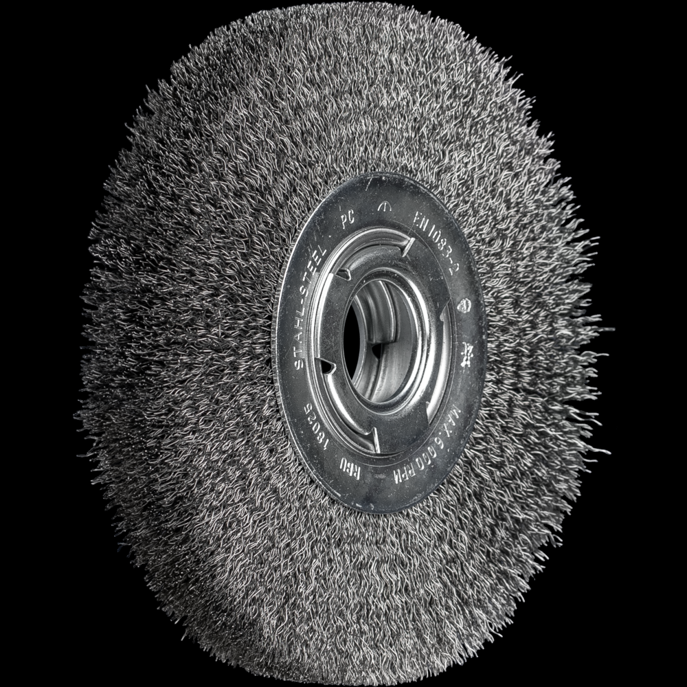 PFERD Crimped Wire Wheel Brush 7&#34; Dia Medium Face .012 Carbon Steel 2&#34; Arbor<span class=' ItemWarning' style='display:block;'>Item is usually in stock, but we&#39;ll be in touch if there&#39;s a problem<br /></span>